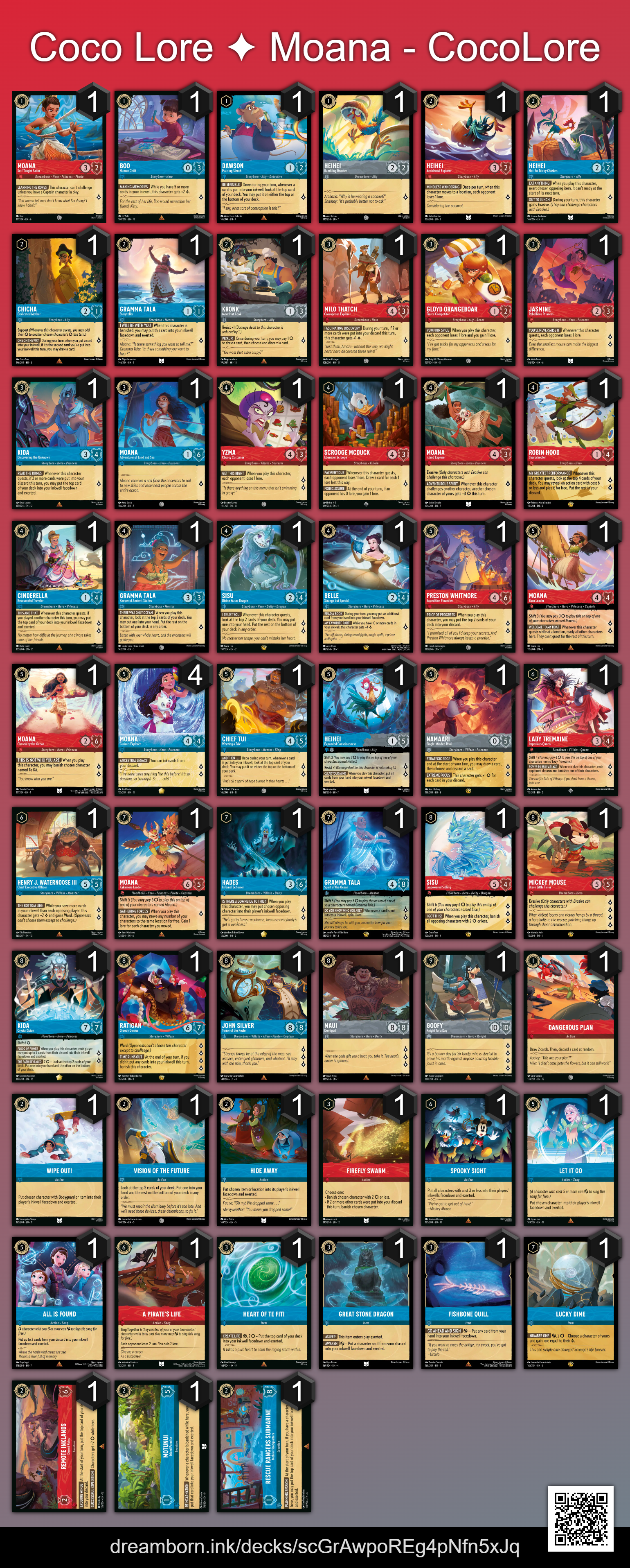 Moana Coconut deck list, Aug 23, 2026
