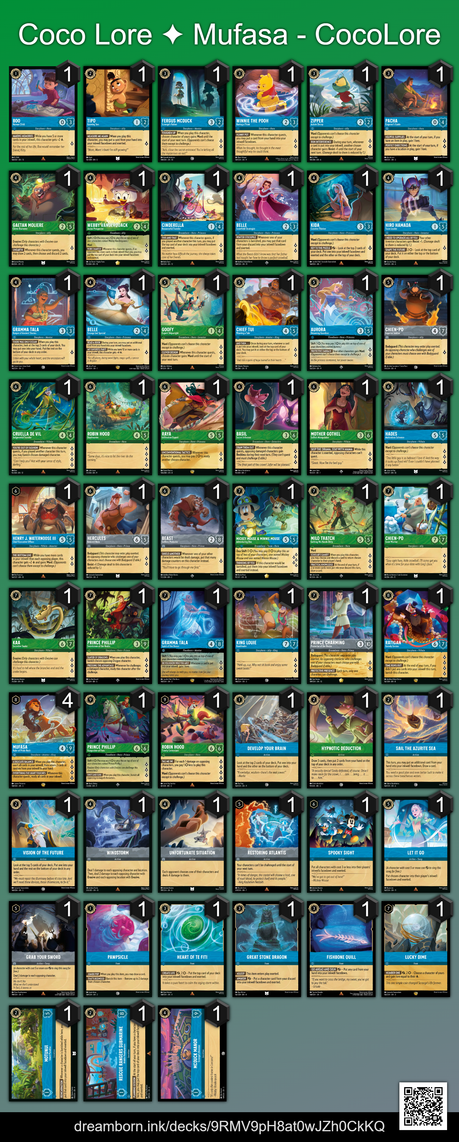 Mufasa Coconut deck list, Aug 23, 2026